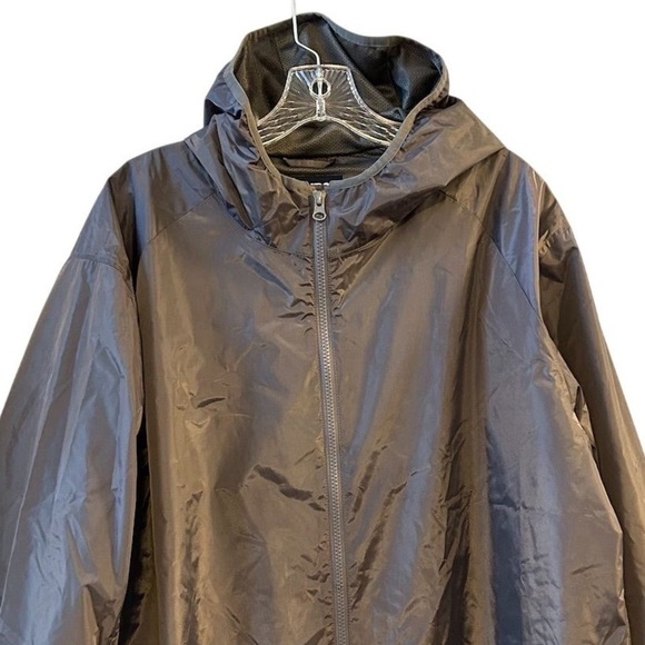 Lands' End Men's XL Gray Windbreaker Jacket with Hood Casual - zipper flawed - Picture 3 of 13